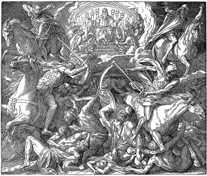 Woodcut, the first six seals, Epiphany of John
