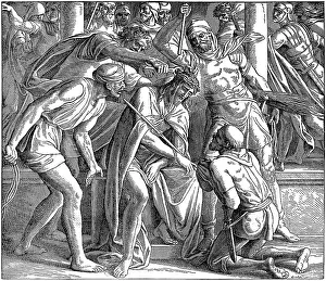 Woodcut, The Flagellation of Jesus Christ