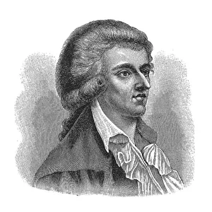Woodcut, Friedrich Schiller, portrait