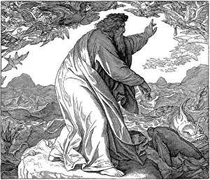 Woodcut, God, the fifth day of creation