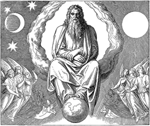 Woodcut, God, The Sixth Day of Creation