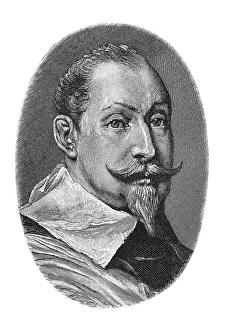Woodcut, Gustav II Adolf, Swedish king, portrait