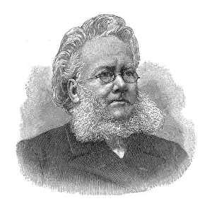 Woodcut, Henrik Johan Ibsen, portrait
