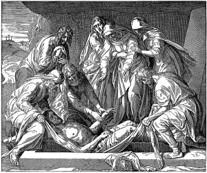 Woodcut, Jesus is laid into the Grave