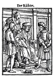 Woodcut, The Judge, Hans Holbein the Younger
