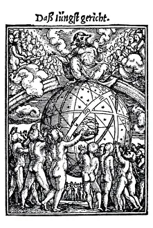 Woodcut, The Last Judgement, Hans Holbein the Younger