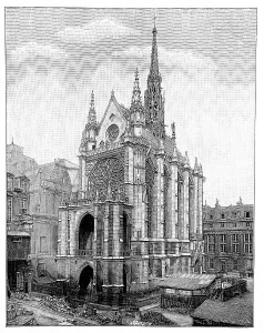 Woodcut La Sainte Chapelle in Paris