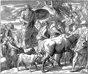 Woodcut, Mattathias flees with his people