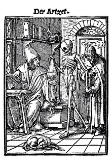 Woodcut, The Physician, Hans Holbein the Younger