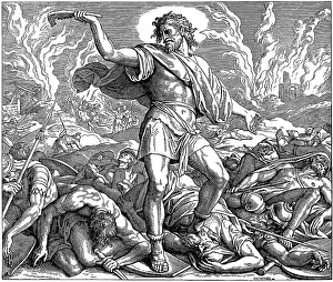 Woodcut, Samson's fight against the Philistines