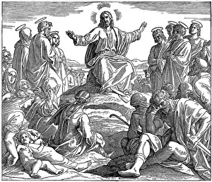 Woodcut, Sermon on the Mount, Matthew 5