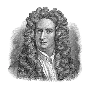 Woodcut, Sir Isaac Newton, portrait