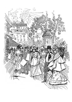 Woodcut A Spring Day in Paris