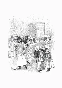 Woodcut A Spring Day in Paris