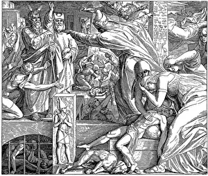 Woodcut, the strangulation of the first-born