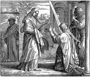 Woodcut, The Visitation, Gospel of Luke