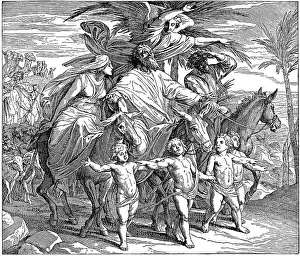 Woodcut, the vocation of Abraham