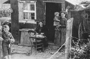 Wooden barrack used as prefabricated temporary house for First World War One Flemish civilian victims in 1920