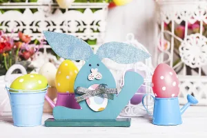 Wooden bunny - Easter decoration on the table