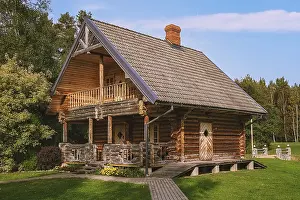 Wooden house in a rural area, Latvia Barbele