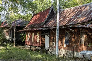Wooden houses in the areal Buddhist monastery Wat Phai Rong Wua