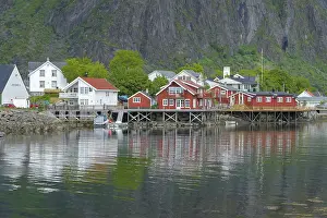 Wooden houses by the fjord, Svolvaer