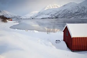 Category Scandinavia Prints: Wooden huts on the Nordfjord, Tromso or Tromso