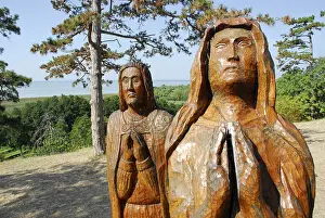 Wooden sculptures at the chapel on St Michael's Hill