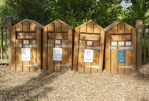 Wooden sorted refuse rubbish collection containers