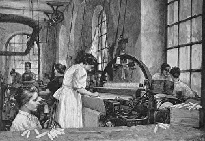 Worker in a weaving mill, Germany
