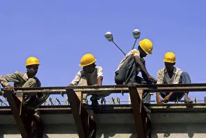 Workers busy in constructing flyover
