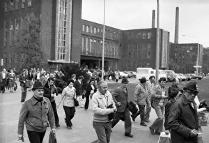 Workers and employees changing shifts at the Volkswagen factory in Wolfsburg