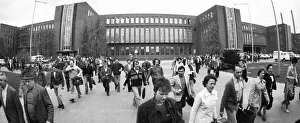 Workers and employees changing shifts at the Volkswagen factory in Wolfsburg