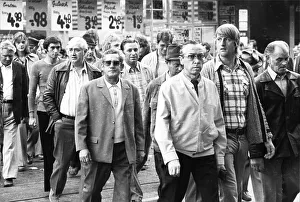 Workers of the Essen ironworks demonstrated against the reduction of social benefits after a works meeting in Essen