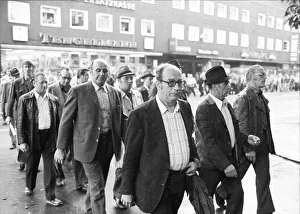 Workers of the Essen ironworks demonstrated against the reduction of social benefits after a works meeting in Essen