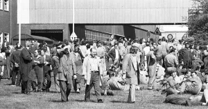 Many workers at the Opel factory in Bochum - here on 23 August 1973 - also took part in the wildcat strikes that swept