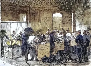 Workers at Woolwich Arsenal prepare to equip the cavalry for the Abyssinia Expedition
