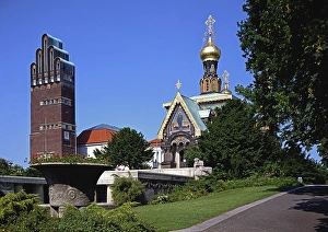 World Cultural Heritage Site, Mathildenhoehe, Wedding Tower, Russian Chapel, Darmstadt, Hesse