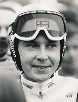 World Cup, Ski jumping, Ski jumper, Matti Nykaenen (FIN), portrait, at a ski jumping competition, 1989, Germany, Europe