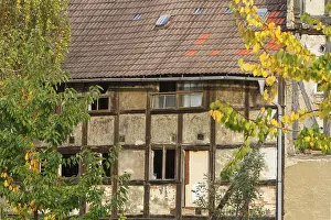 World Heritage town of Quedlinburg old half-timbering in decay
