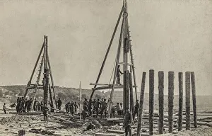 World War I, German soldiers building bridges