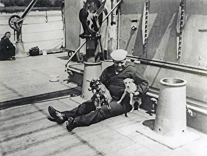 World war one. A dog and a goat are mascots on this american warship