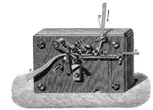 Writing telegraph, ca 1870, digitally restored reproduction of a 19th century original