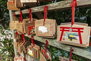 Category Buddhism Prints: Written wishes to deities on small wooden boards