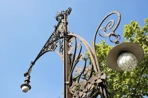 Wrought-iron street lamp by Pere Falques i Urpi
