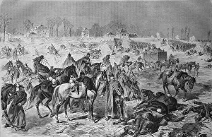 Wuerttemberg and Saxon forces under shell fire near Villiers