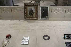 WWI necropolis with tombstones of Belgian soldiers killed during World War One in the St Peter's church at Grimde