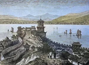 Yangtze River at Wu-Chang-Fu, with pagoda and temple