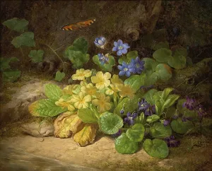 Yellow and blue flowers, primrose