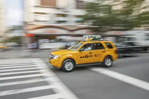Framed Print : Yellow Cab, Taxi, Midtown, Manhattan